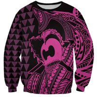 Koa Ikaika Warrior Helmet with Shark Sweatshirt Pink Kakau Style LT9 Unisex Pink - Polynesian Pride