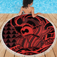 Koa Ikaika Warrior Helmet with Shark Beach Blanket Red Kakau Style LT9 - Polynesian Pride