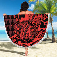 Koa Ikaika Warrior Helmet with Shark Beach Blanket Red Kakau Style LT9 - Polynesian Pride