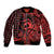 Koa Ikaika Warrior Helmet with Shark Bomber Jacket Red Kakau Style