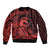 Koa Ikaika Warrior Helmet with Shark Bomber Jacket Red Kakau Style