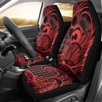 Koa Ikaika Warrior Helmet with Shark Car Seat Cover Red Kakau Style LT9 - Polynesian Pride