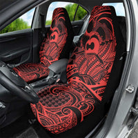 Koa Ikaika Warrior Helmet with Shark Car Seat Cover Red Kakau Style LT9 - Polynesian Pride