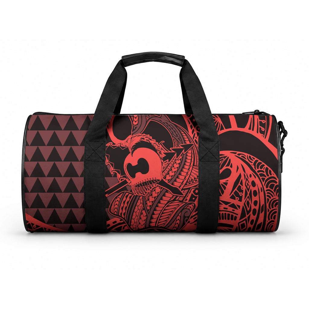 Koa Ikaika Warrior Helmet with Shark Duffle Bag Red Kakau Style LT9 One size Red - Polynesian Pride