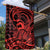 Koa Ikaika Warrior Helmet with Shark Garden Flag Red Kakau Style