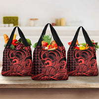 Koa Ikaika Warrior Helmet with Shark Grocery Bag Red Kakau Style LT9 3-pack One Size Red - Polynesian Pride