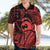 Koa Ikaika Warrior Helmet with Shark Hawaiian Shirt Red Kakau Style