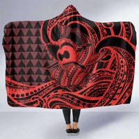 Koa Ikaika Warrior Helmet with Shark Hooded Blanket Red Kakau Style LT9 One Size Red - Polynesian Pride