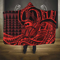Koa Ikaika Warrior Helmet with Shark Hooded Blanket Red Kakau Style LT9 - Polynesian Pride