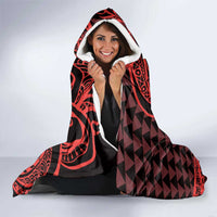 Koa Ikaika Warrior Helmet with Shark Hooded Blanket Red Kakau Style LT9 - Polynesian Pride