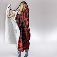 Koa Ikaika Warrior Helmet with Shark Hooded Blanket Red Kakau Style LT9 - Polynesian Pride