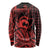 Koa Ikaika Warrior Helmet with Shark Long Sleeve Shirt Red Kakau Style