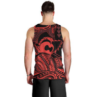 Koa Ikaika Warrior Helmet with Shark Men Tank Top Red Kakau Style LT9 - Polynesian Pride