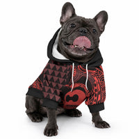Koa Ikaika Warrior Helmet with Shark Pet Hoodie Red Kakau Style LT9 - Polynesian Pride