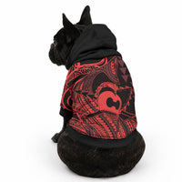 Koa Ikaika Warrior Helmet with Shark Pet Hoodie Red Kakau Style LT9 - Polynesian Pride