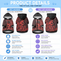 Koa Ikaika Warrior Helmet with Shark Pet Hoodie Red Kakau Style LT9 - Polynesian Pride