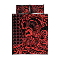 Koa Ikaika Warrior Helmet with Shark Quilt Bed Set Red Kakau Style LT9 - Polynesian Pride