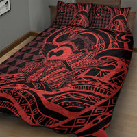 Koa Ikaika Warrior Helmet with Shark Quilt Bed Set Red Kakau Style LT9 - Polynesian Pride