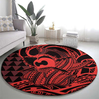 Koa Ikaika Warrior Helmet with Shark Round Carpet Red Kakau Style LT9 - Polynesian Pride