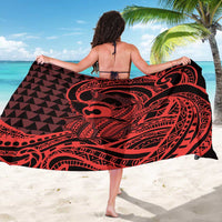 Koa Ikaika Warrior Helmet with Shark Sarong Red Kakau Style LT9 - Polynesian Pride