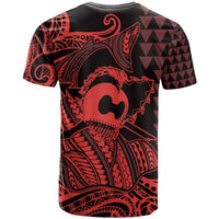 Koa Ikaika Warrior Helmet with Shark T Shirt Red Kakau Style LT9 - Polynesian Pride
