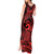 Koa Ikaika Warrior Helmet with Shark Tank Maxi Dress Red Kakau Style