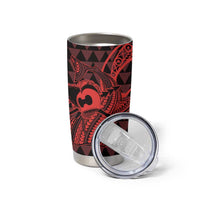 Koa Ikaika Warrior Helmet with Shark Tumbler Cup Red Kakau Style LT9 - Polynesian Pride