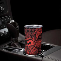 Koa Ikaika Warrior Helmet with Shark Tumbler Cup Red Kakau Style LT9 - Polynesian Pride