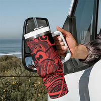 Koa Ikaika Warrior Helmet with Shark Tumbler With Handle Red Kakau Style LT9 - Polynesian Pride