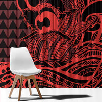 Koa Ikaika Warrior Helmet with Shark Window Curtain Red Kakau Style LT9 - Polynesian Pride