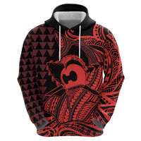 Koa Ikaika Warrior Helmet with Shark Zip Hoodie Red Kakau Style LT9 - Polynesian Pride