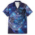 North Island Kokako and South Island Kokako Family Matching Off Shoulder Short Dress and Hawaiian Shirt New Zealand Native Bird with Galaxy Vibe