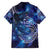 North Island Kokako and South Island Kokako Family Matching Off Shoulder Short Dress and Hawaiian Shirt New Zealand Native Bird with Galaxy Vibe