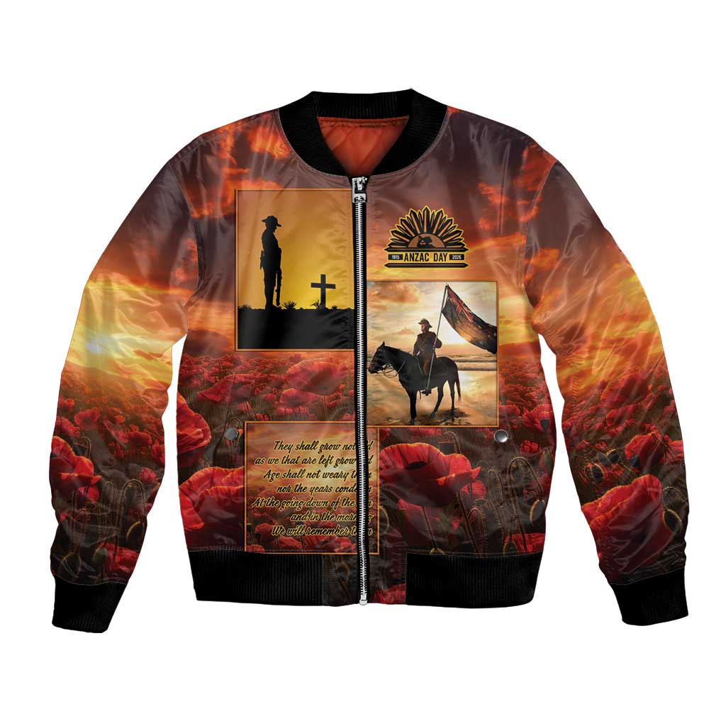 ANZAC Day Film Reel Lest We Forget Bomber Jacket Australia NZ Memorial LT9 Unisex Red - Polynesian Pride