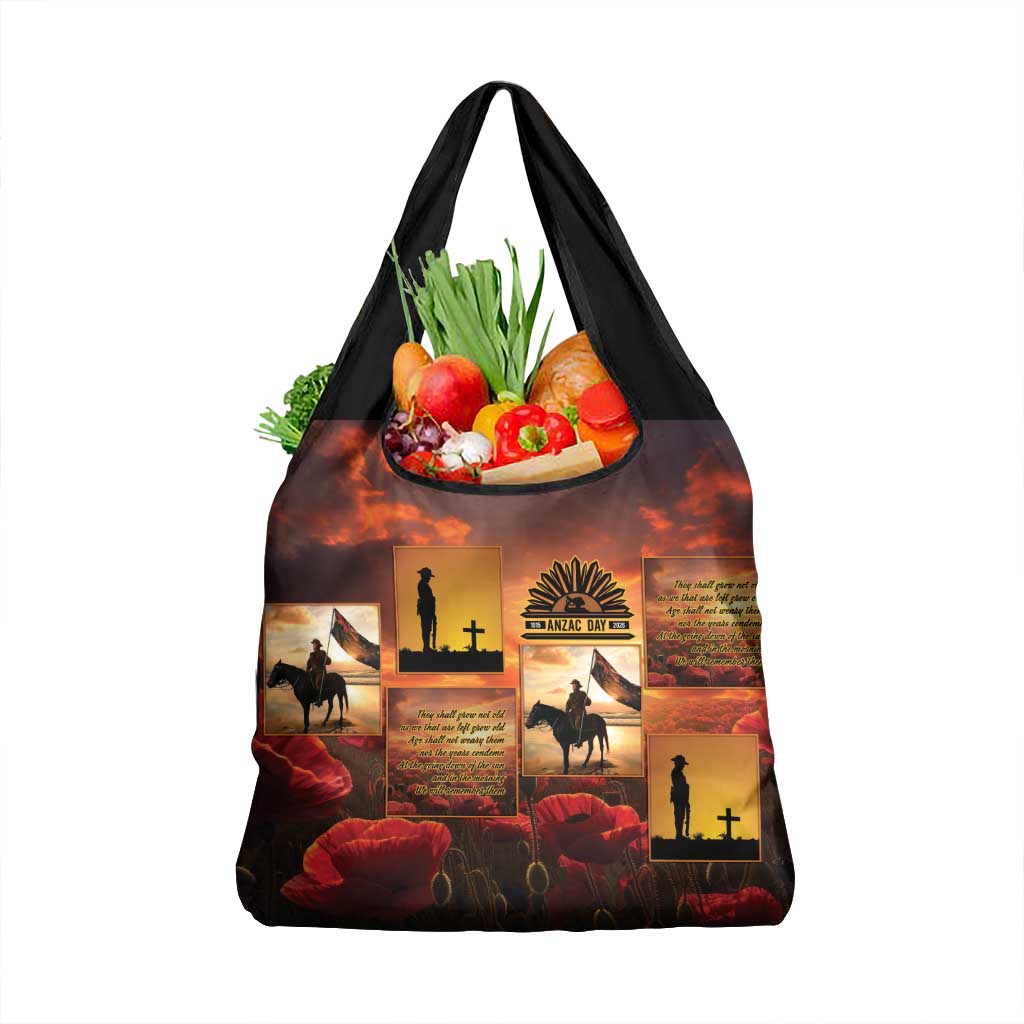 ANZAC Day Film Reel Lest We Forget Grocery Bag Australia NZ Memorial LT9 1-pack One Size Red - Polynesian Pride