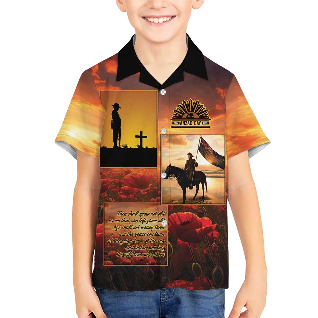 ANZAC Day Film Reel Lest We Forget Kid Hawaiian Shirt Australia NZ Memorial LT9 Kid Red - Polynesian Pride