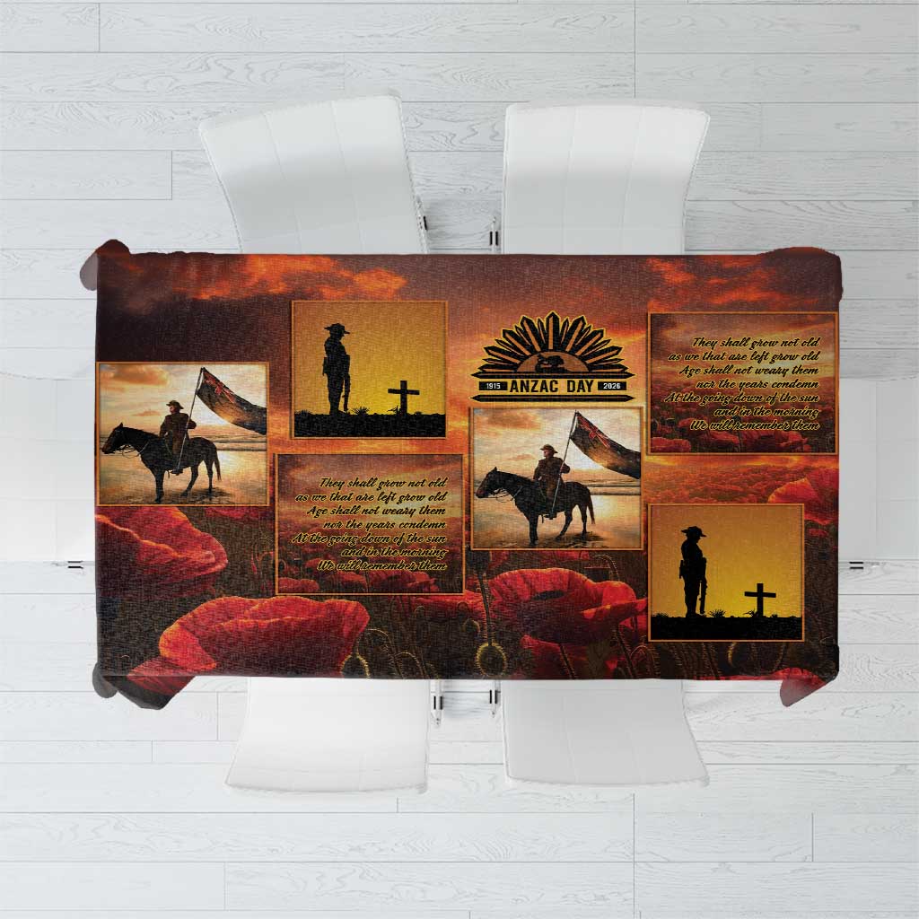 ANZAC Day Film Reel Lest We Forget Tablecloth Australia NZ Memorial LT9 Red - Polynesian Pride