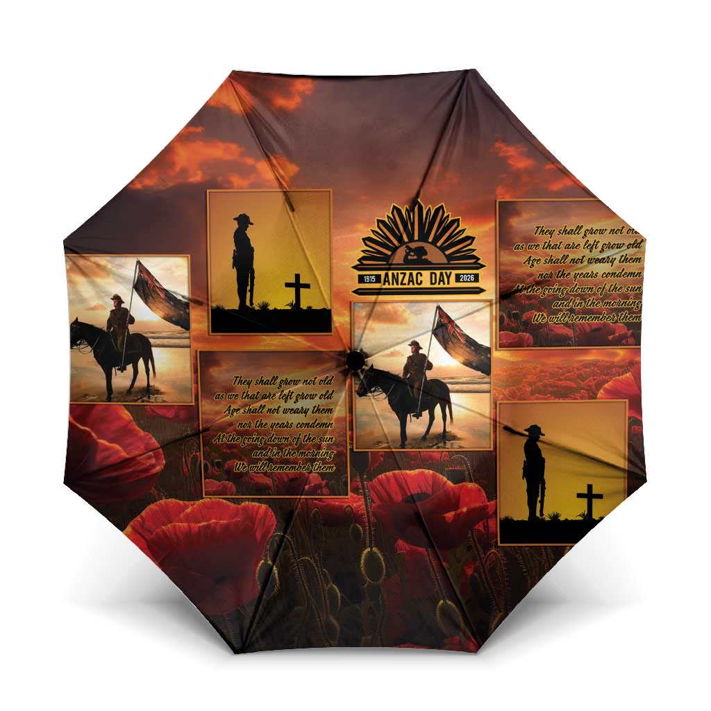 ANZAC Day Film Reel Lest We Forget Umbrella Australia NZ Memorial LT9 One Size Folded 11.42 inch Opened Diameter 37.4 inch Red - Polynesian Pride