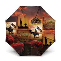 ANZAC Day Film Reel Lest We Forget Umbrella Australia NZ Memorial LT9 One Size Folded 11.42 inch Opened Diameter 37.4 inch Red - Polynesian Pride
