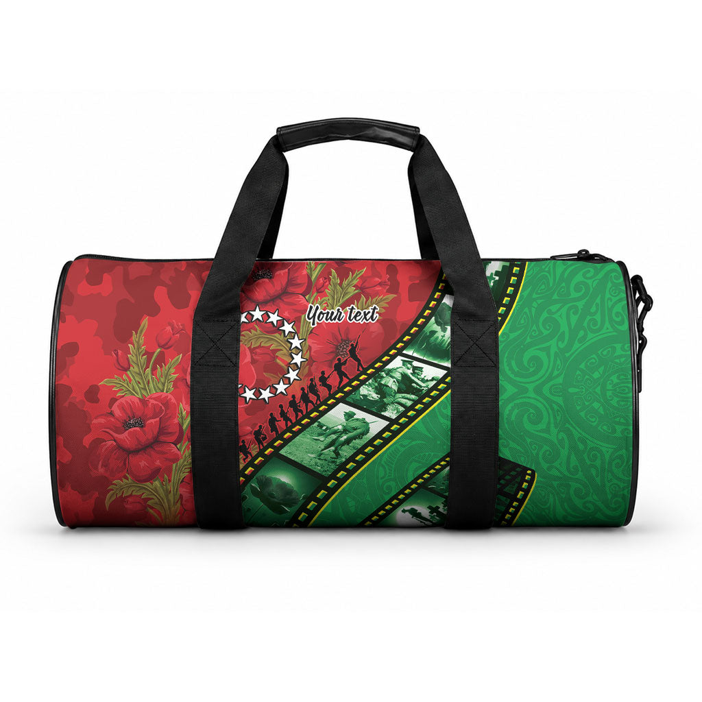 Personalised Cook Islands ANZAC 1915-2026 Filmstrip Duffle Bag Lest We Forget 25 April LT9 One size Green - Polynesian Pride