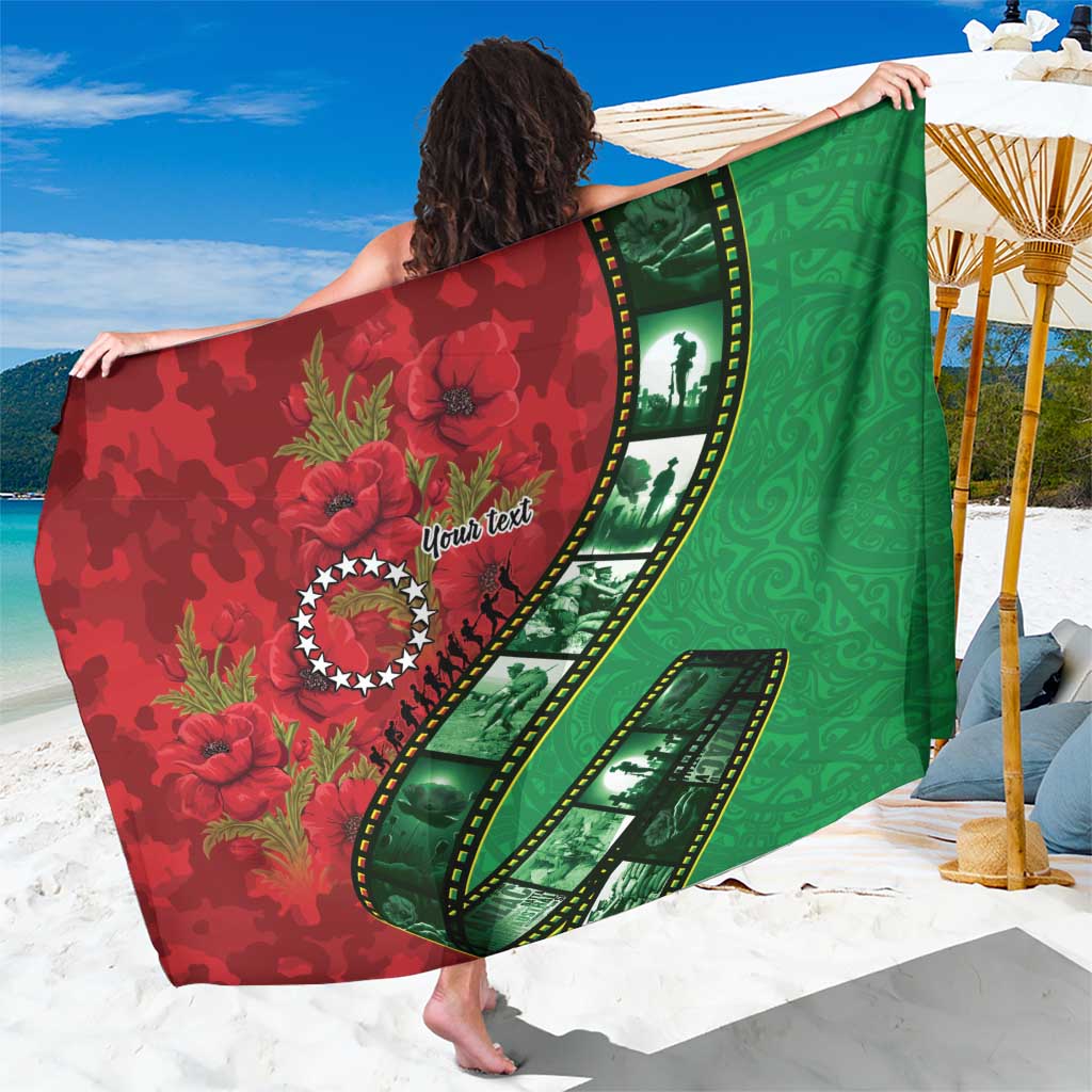Personalised Cook Islands ANZAC 1915-2026 Filmstrip Sarong Lest We Forget 25 April LT9 One Size 44 x 66 inches Green - Polynesian Pride