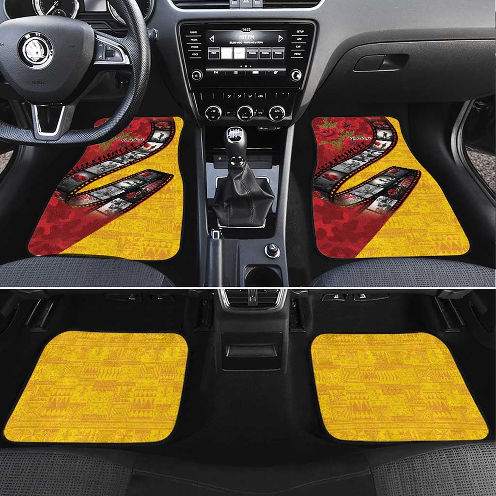 Personalised Niue ANZAC 1915-2026 Filmstrip Car Mats Lest We Forget 25 April LT9 Set 4pcs Gold - Polynesian Pride