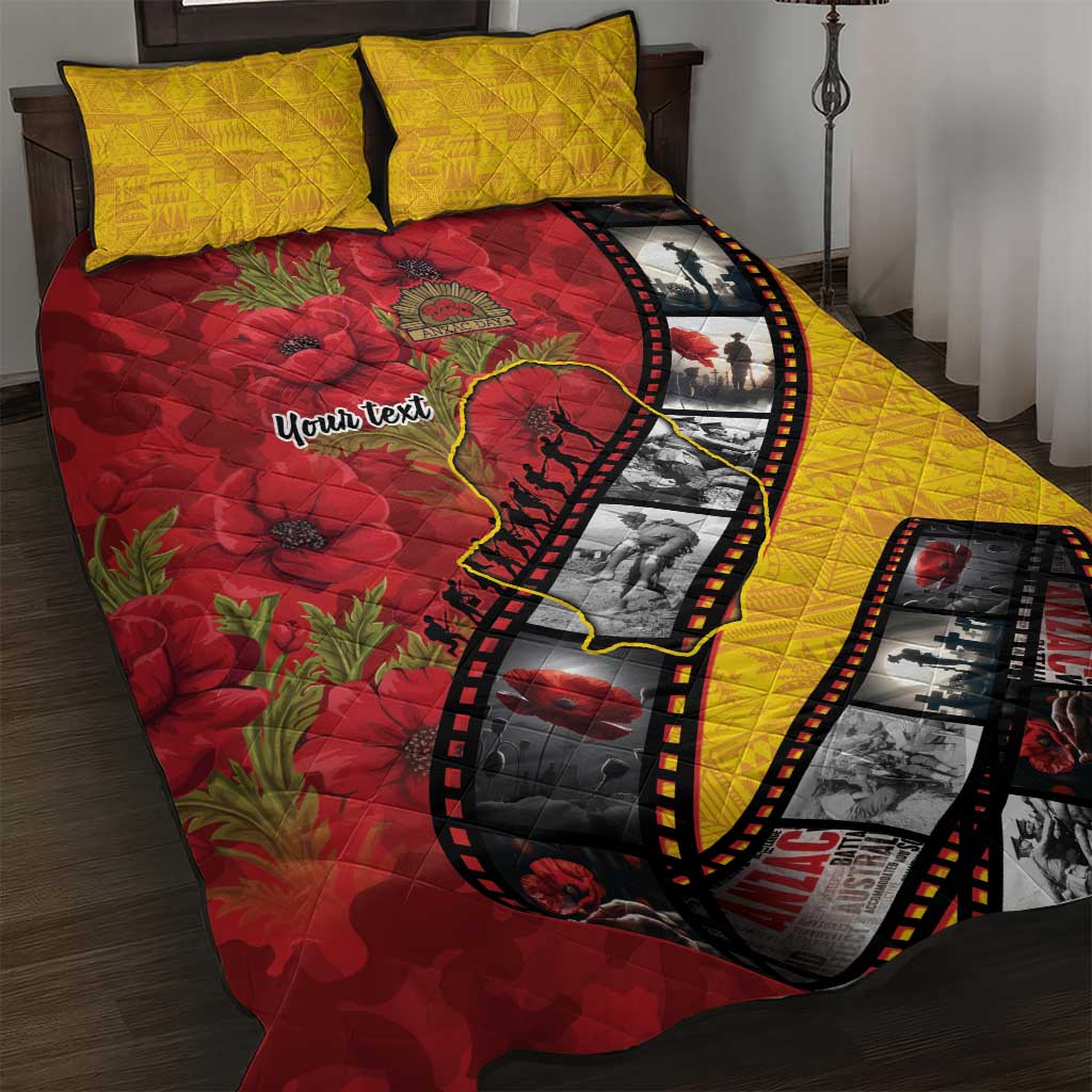 Personalised Niue ANZAC 1915-2026 Filmstrip Quilt Bed Set Lest We Forget 25 April LT9 Gold - Polynesian Pride