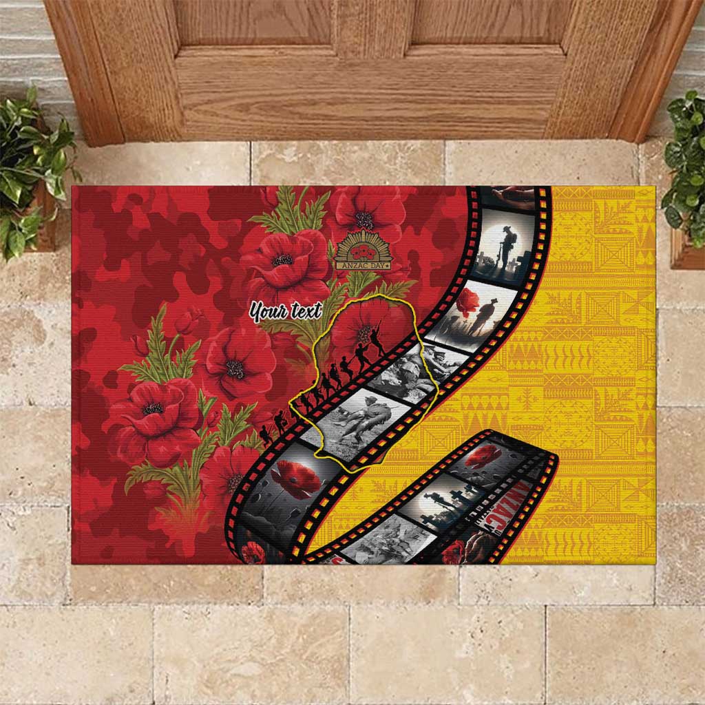 Personalised Niue ANZAC 1915-2026 Filmstrip Rubber Doormat Lest We Forget 25 April LT9 Gold - Polynesian Pride