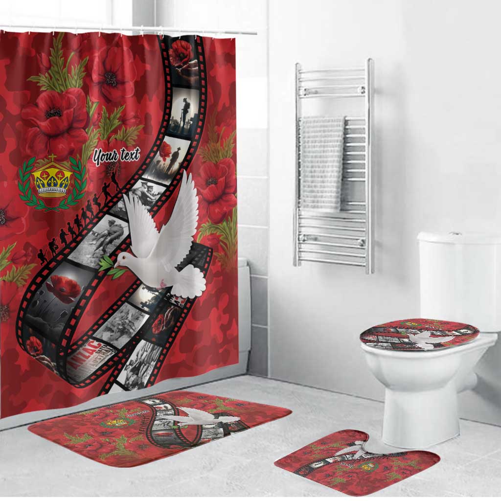 Personalised Tonga ANZAC 1915-2026 Filmstrip Bathroom Set Lest We Forget 25 April LT9 Bathroom Set (4 pcs) Red - Polynesian Pride