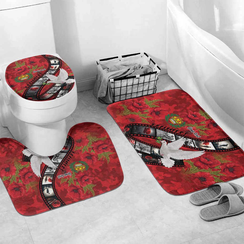 Personalised Tonga ANZAC 1915-2026 Filmstrip Bathroom Set Lest We Forget 25 April LT9 Mat Set Only (3 pcs) One Size Red - Polynesian Pride