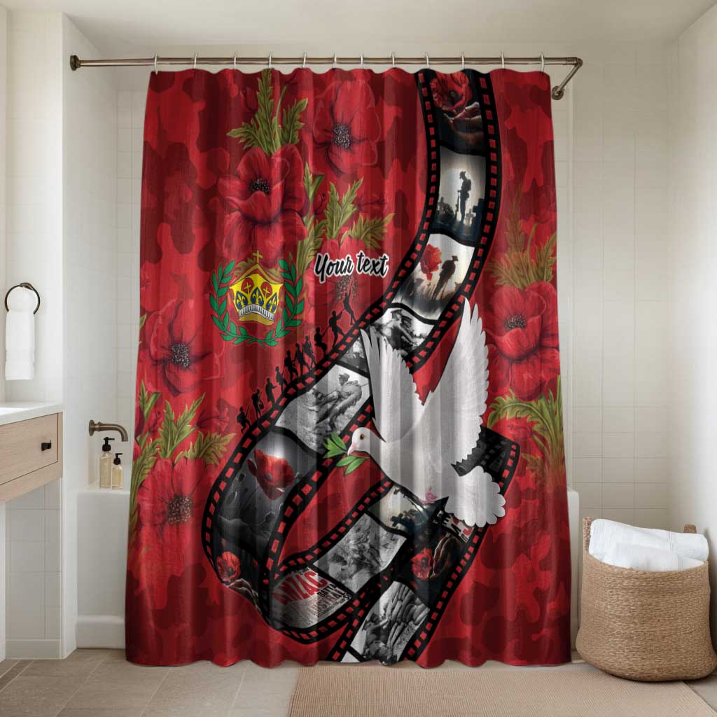 Personalised Tonga ANZAC 1915-2026 Filmstrip Bathroom Set Lest We Forget 25 April LT9 Shower Curtain Only Red - Polynesian Pride