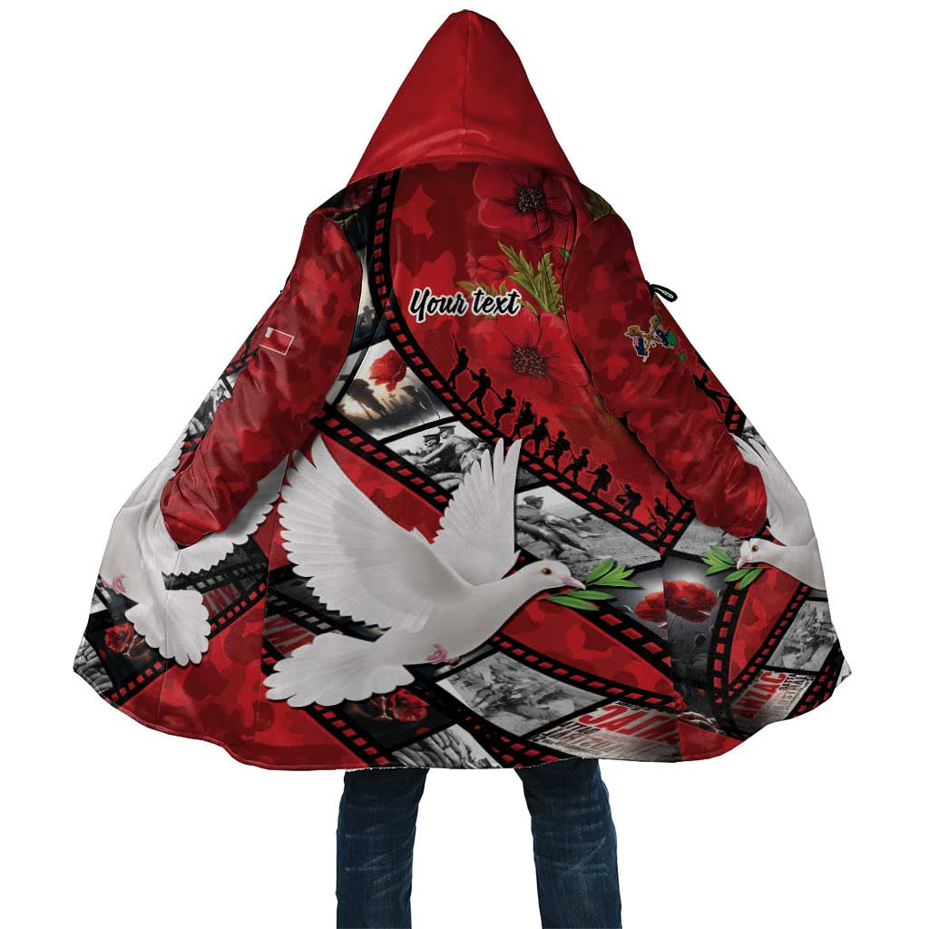 Personalised Tonga ANZAC 1915-2026 Filmstrip Cloak Lest We Forget 25 April LT9 Unisex Red - Polynesian Pride