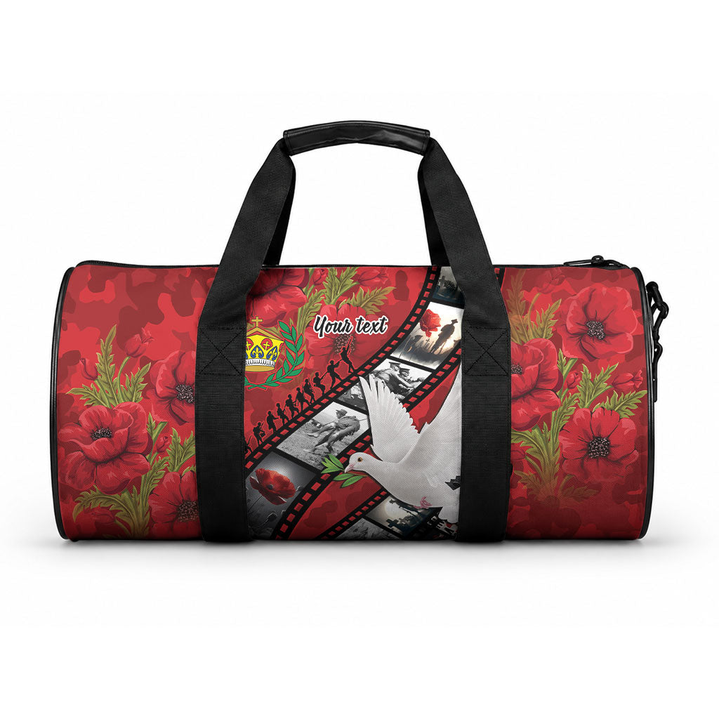 Personalised Tonga ANZAC 1915-2026 Filmstrip Duffle Bag Lest We Forget 25 April LT9 One size Red - Polynesian Pride