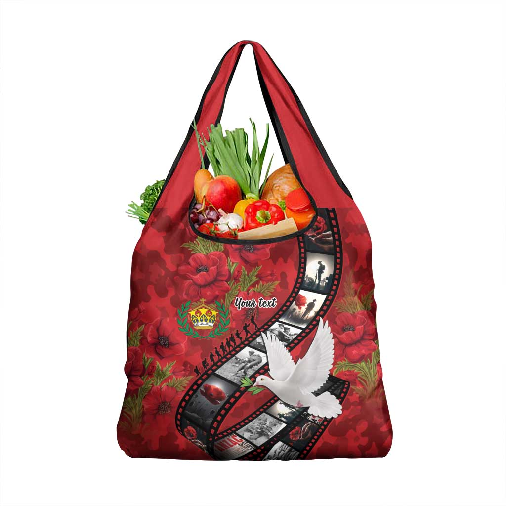 Personalised Tonga ANZAC 1915-2026 Filmstrip Grocery Bag Lest We Forget 25 April LT9 1-pack One Size Red - Polynesian Pride